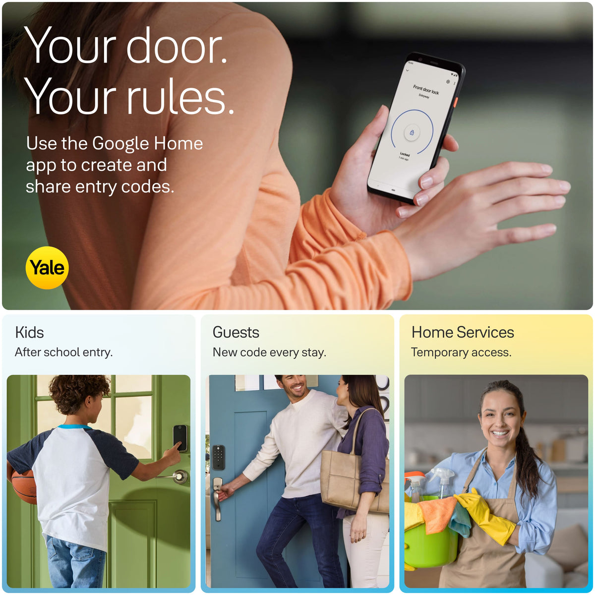 Yale - Smart Lock with Matter, Designed for Google Home; Electronic Deadbolt with Pushbutton Keypad - Matte Black