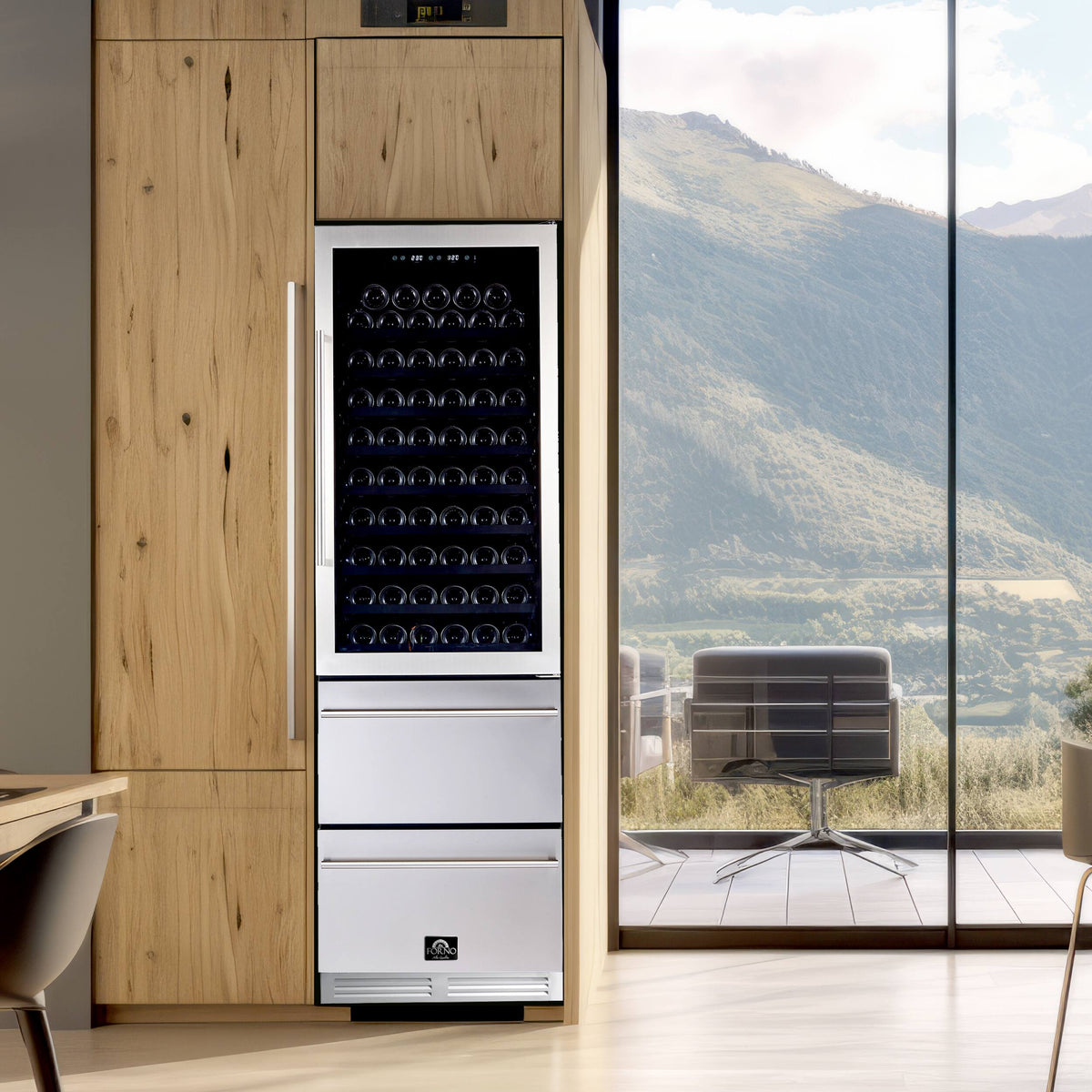 Forno Appliances - Azienda Dual Zone Convertible 108-Bottle Wine Cooler - Stainless Steel