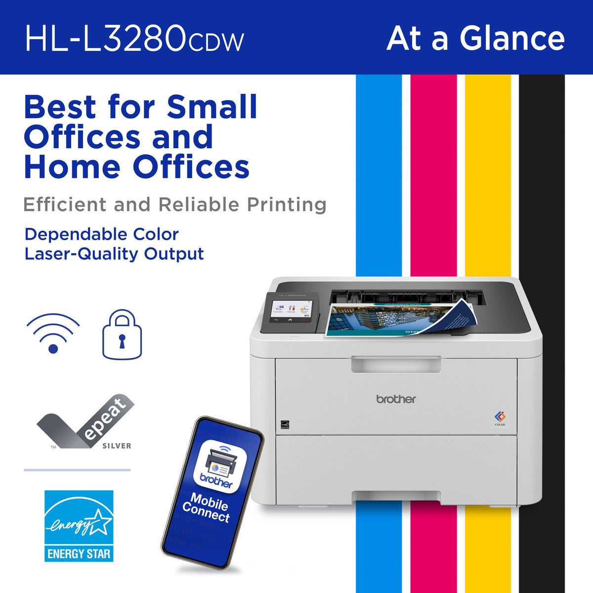 Brother - HL-L3280CDW Wireless Digital Color Printer with Laser Quality Output , Great for Home Offices - White