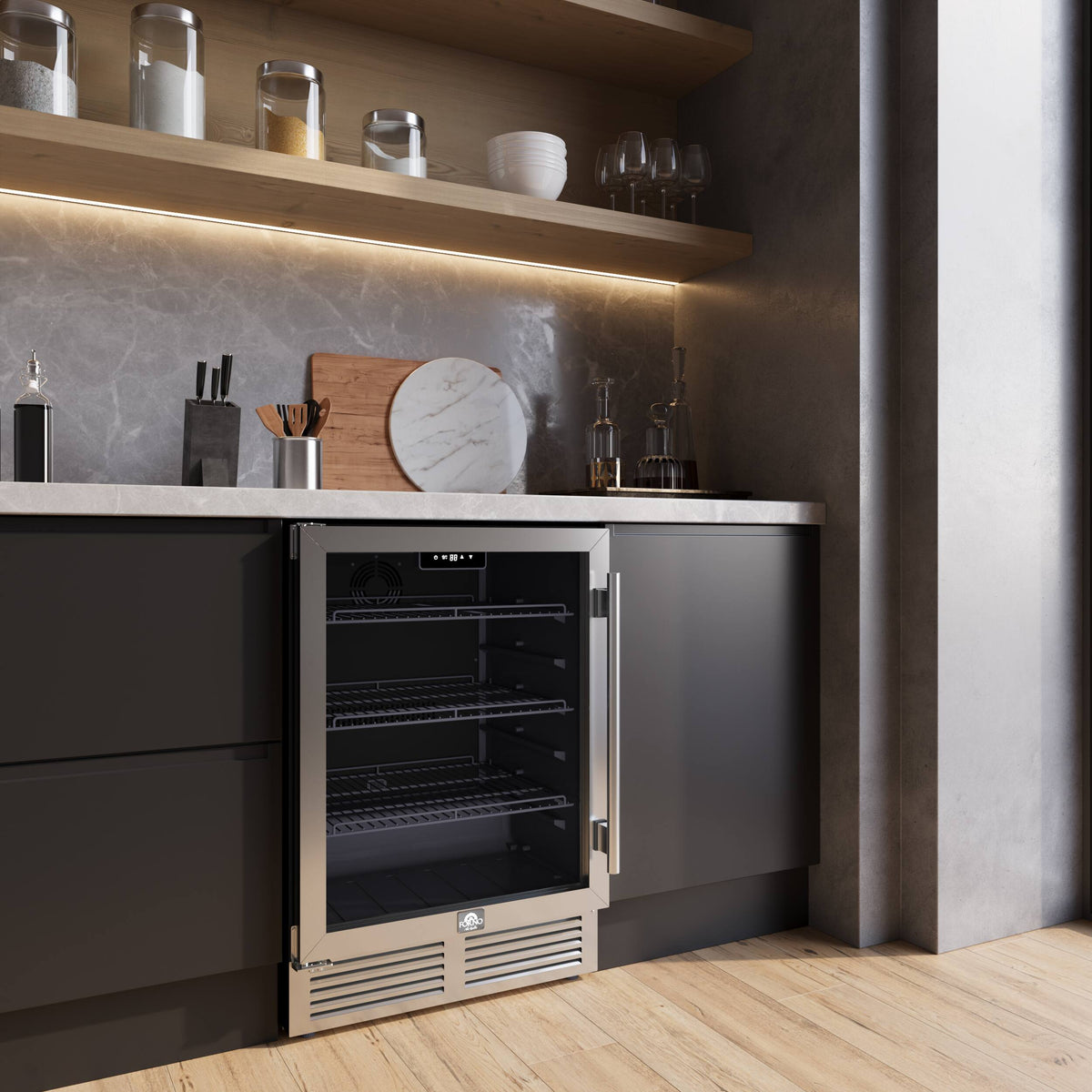Forno Appliances - Frescolino 188-Can Convertible 4.8 Cu. Ft. 24" Wine Cooler - Stainless Steel