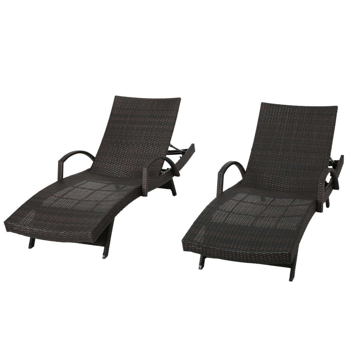Salem - Contemporary Wicker Chaise Lounge With Arm, Weather Resistant