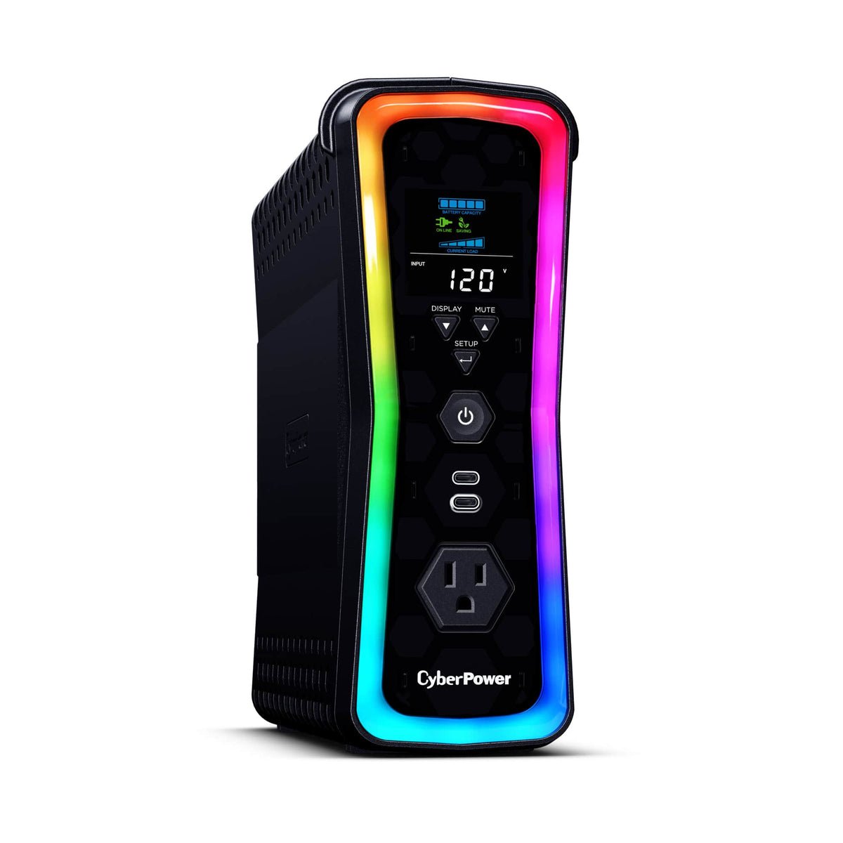 CyberPower - GX150C2 Gaming UPS Battery Backup with RGB Lighting, Sine Wave Output, and USB Charging Ports - Black