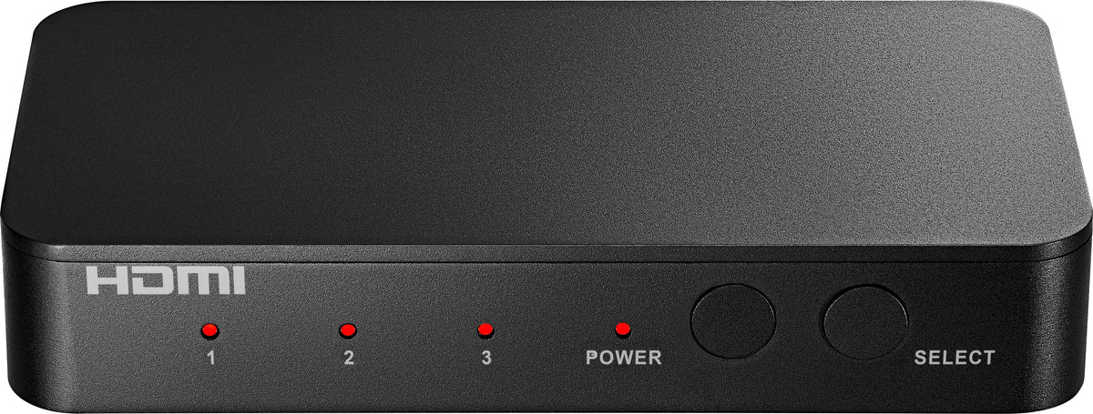 Insignia™ - HDMI 3-Port Switch with 4K HDR Inputs - Black