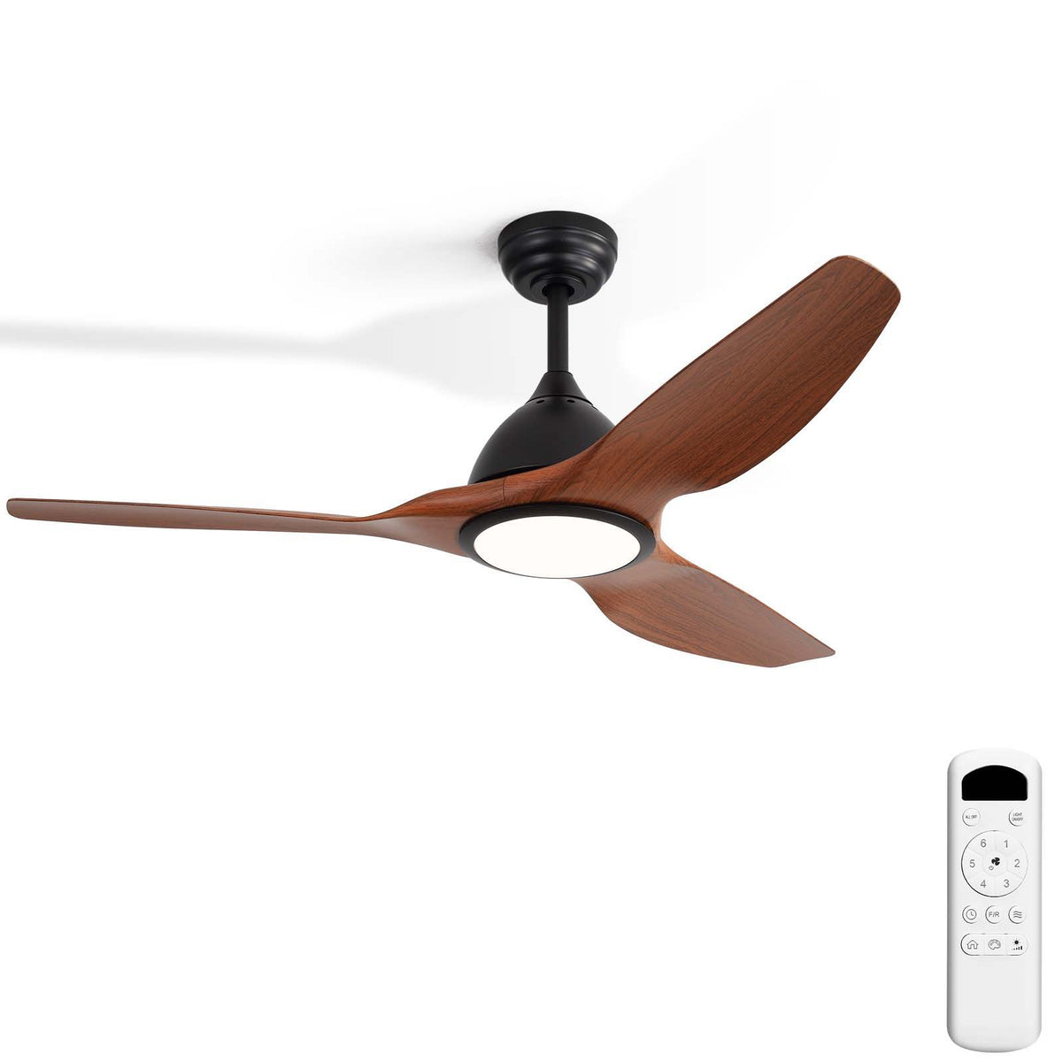 52" Smart Ceiling Fan, Dimmable 3 Color LED Light, Remote Control, Quiet Reversible DC Motor