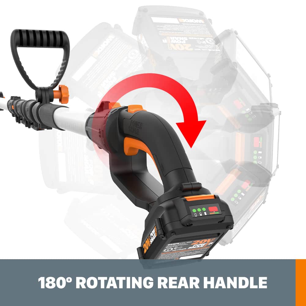 WORX - 20V 8" Cordless Pole Chainsaw with Auto Tension (1 x 2.0 Ah Battery and 1 x Charger) - Black