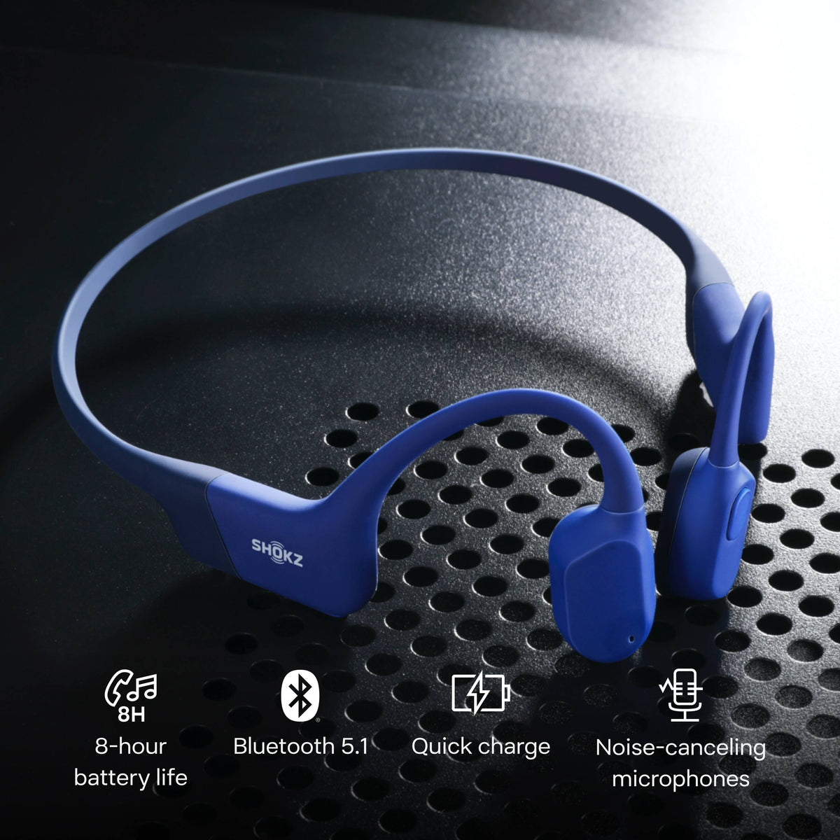 Shokz - OpenRun Wireless Bone Conduction Open-Ear Bluetooth Endurance Headphones (USB-Charging) - Blue
