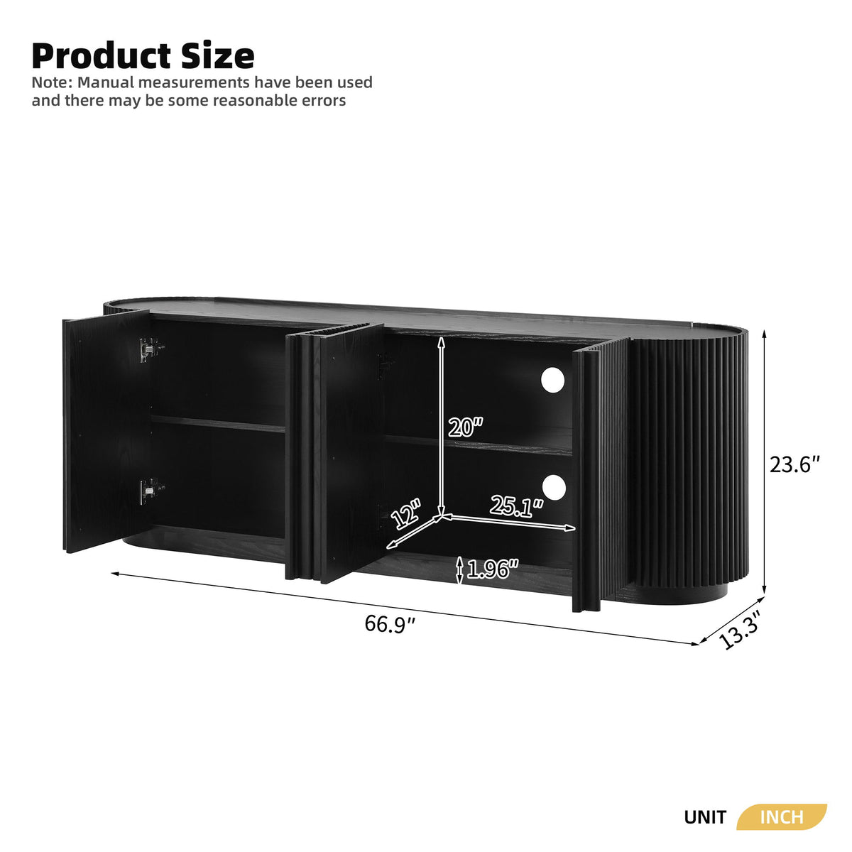 Mueble para TV con puerta de estilo tambor estriado