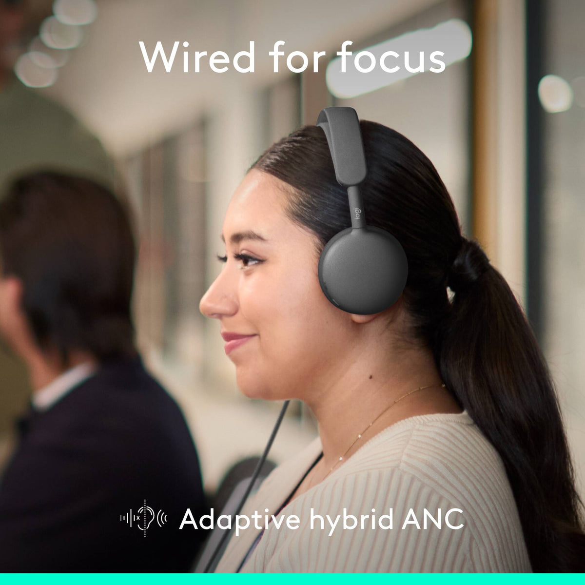 Logitech - Zone Wired 2 Noise-Canceling Headset with Adaptive Hybrid ANC - Graphite