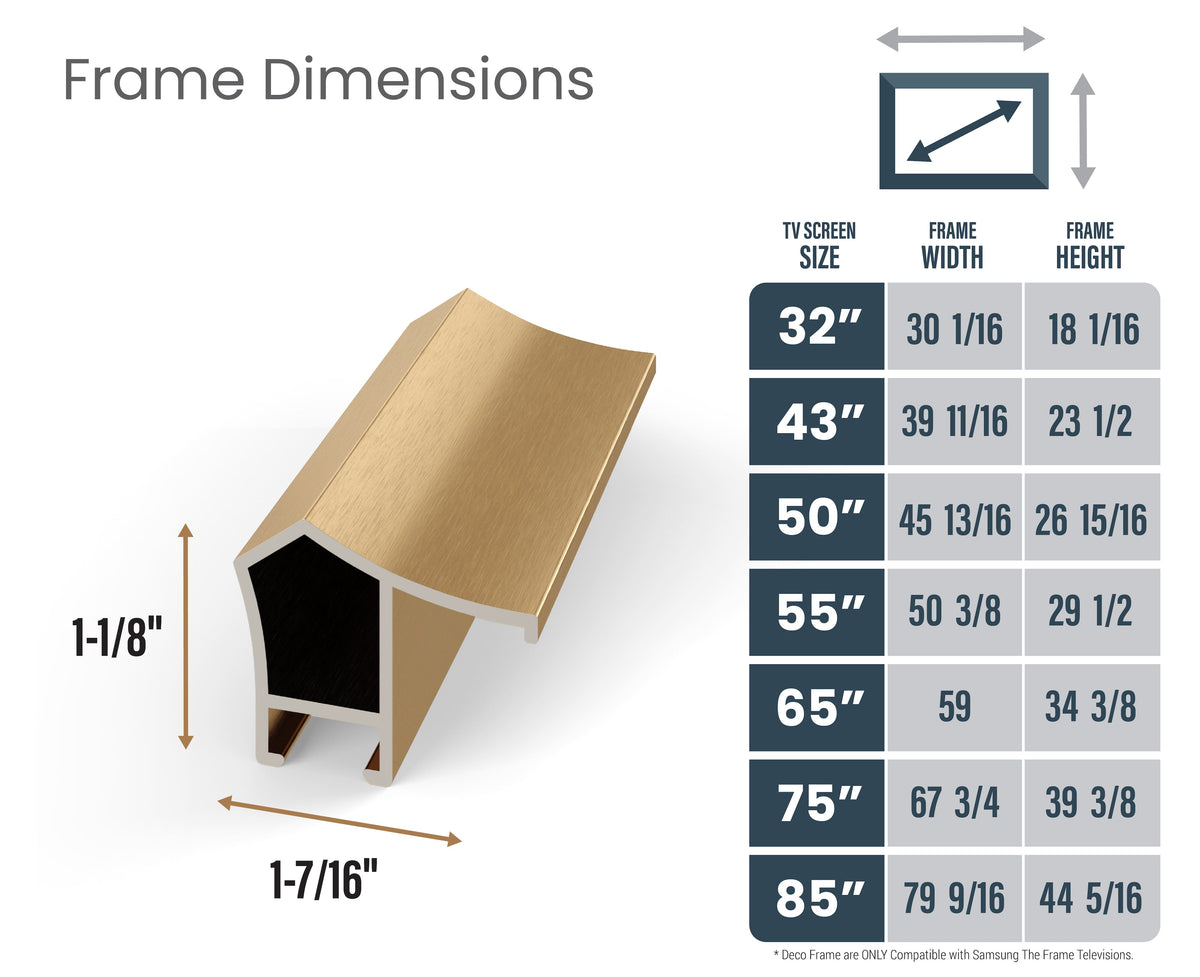 Deco TV Frames - Alloy Prismatic Bezel for Samsung The Frame TV - 50" - Pale Gold