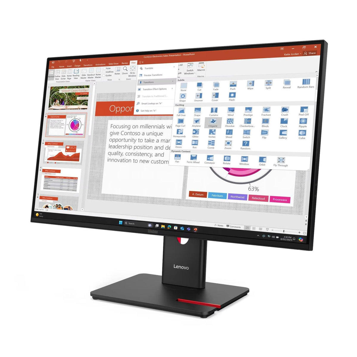 Lenovo - ThinkVision 27" IPS LED FHD 48Hz - 120Hz Monitor (HDMI, USB, VGA, DP) - Eclipse Black