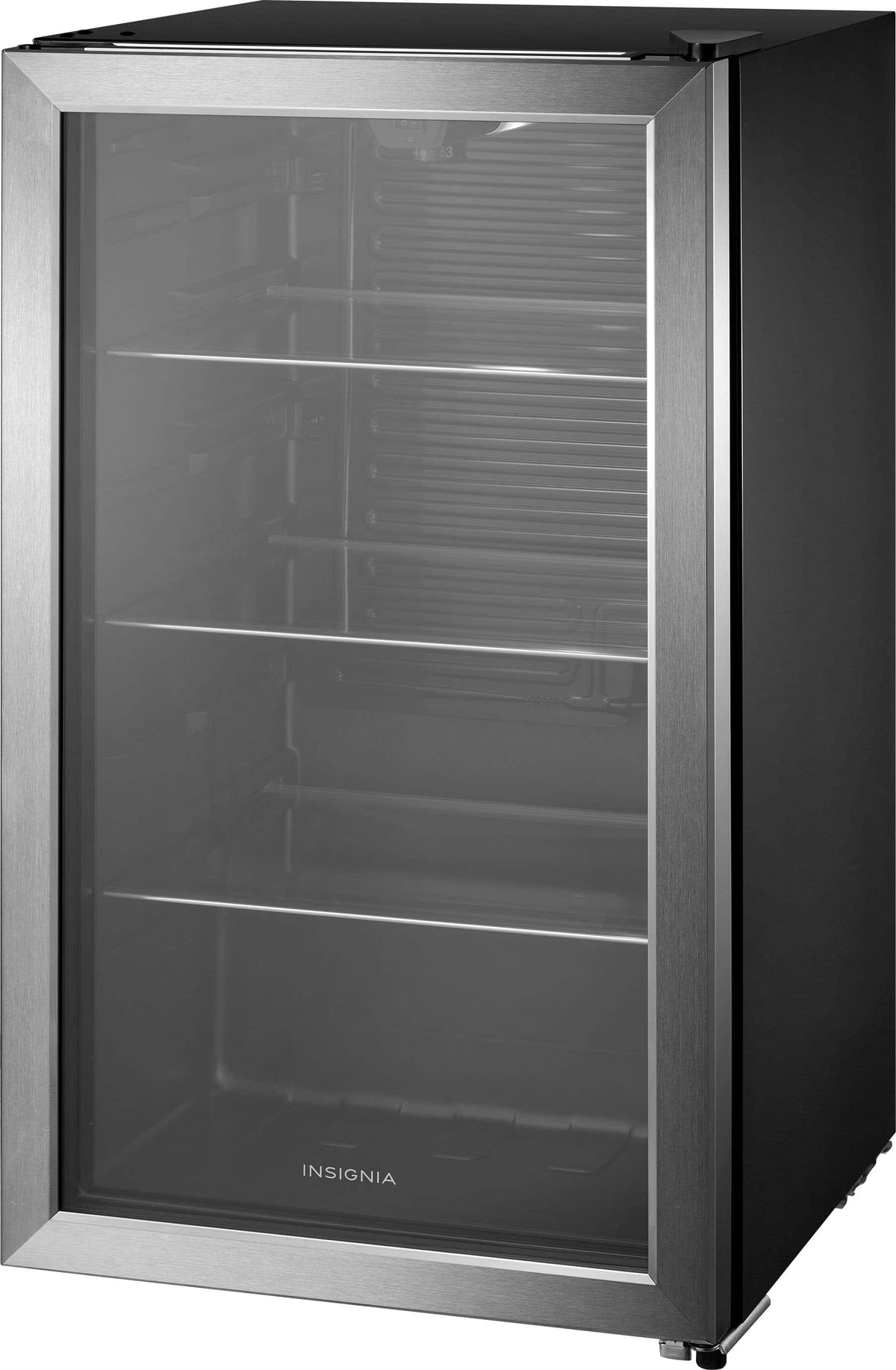 Insignia™ - 115 Can Beverage Cooler with Glass Shelves - Stainless Steel Look