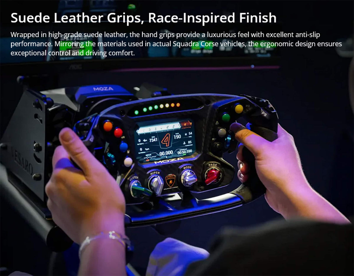 Moza Racing - Lamborghini Essenza SCV12 Sim Racing Steering Wheel for Windows - Black