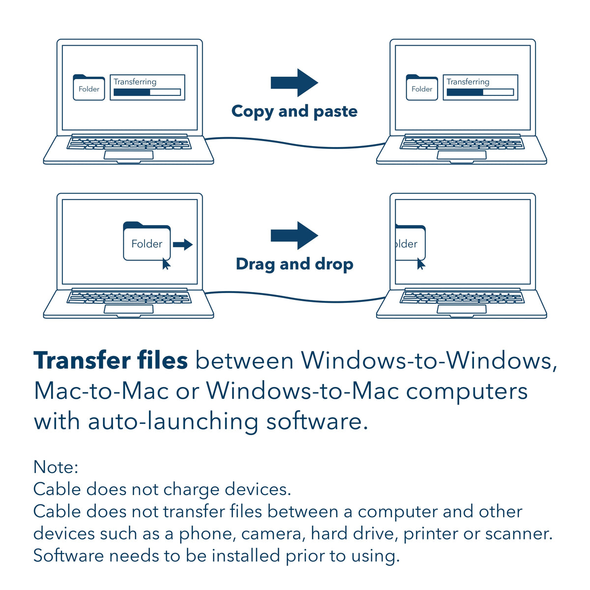 Insignia™ - 6 ft. USB 3.0 File Transfer Cable for Windows / Mac Computers - Black