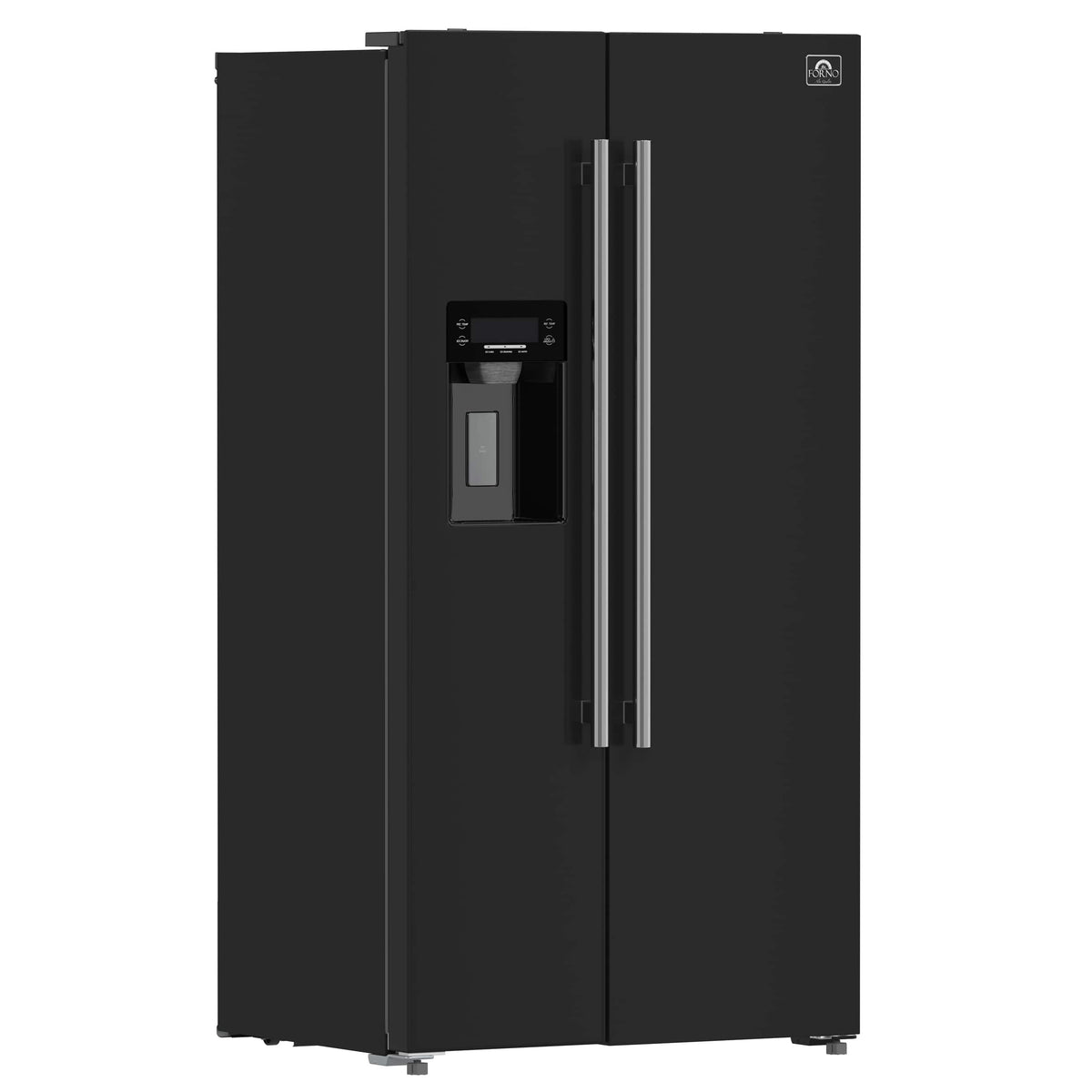 Forno Appliances - 36 in. Wide Salerno 20 Cu. Ft. Side-by-Side Counter-Depth Refrigerator with Ice and Water Dispenser - Black