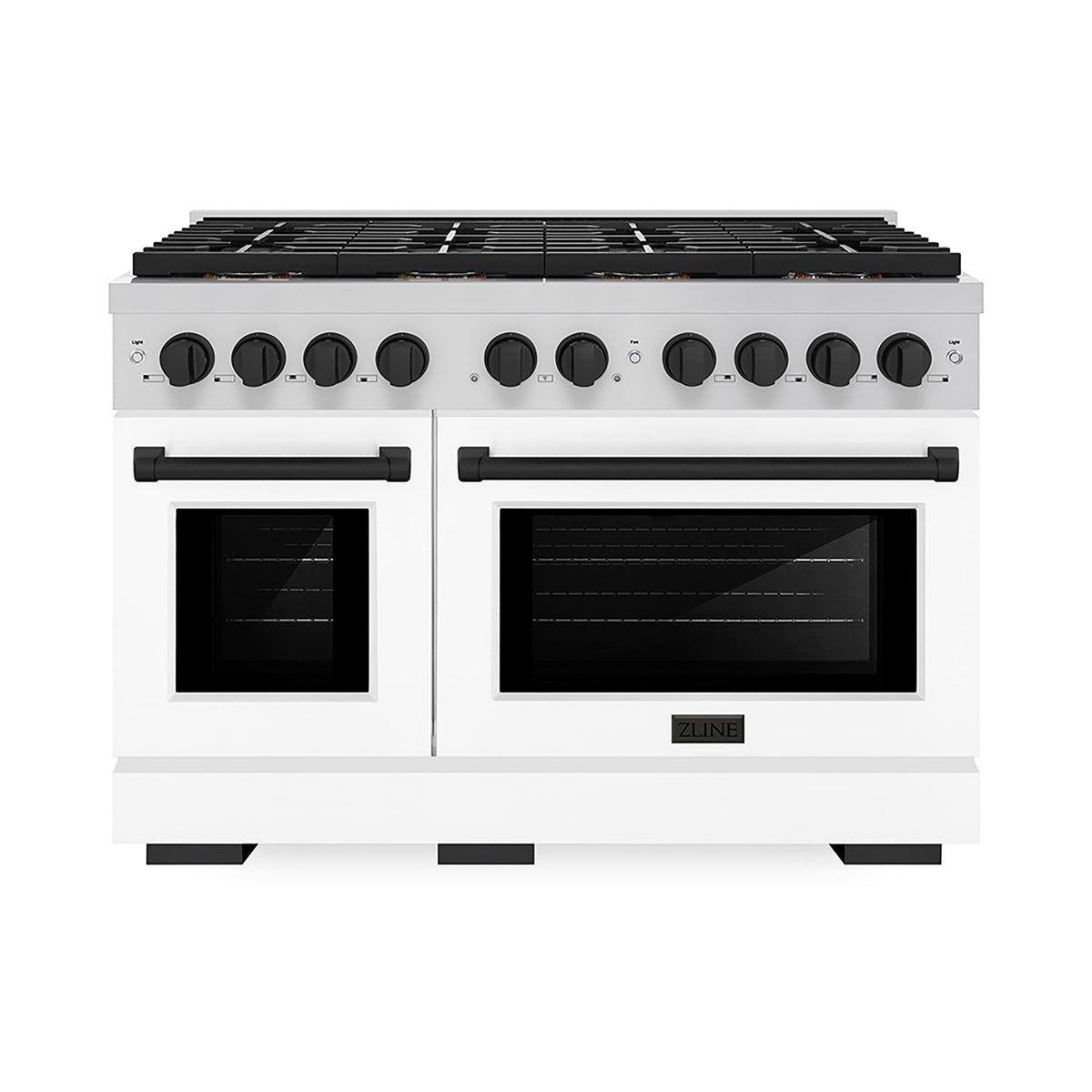 ZLINE - 48 in. Wide 8 Burner Autograph Paramount Dual Fuel Range w/ DuoPro Cooktop & White Doors w/ Black Accents - Stainless Steel with White Matte Door