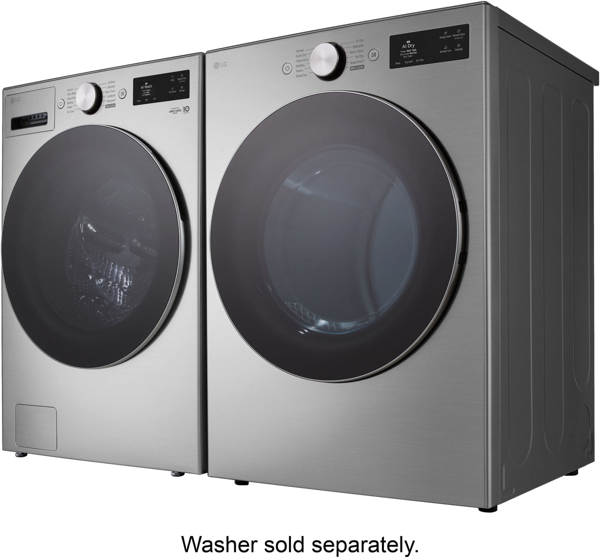 LG - 7.4 Cu. Ft. Smart Gas Dryer with Steam and AI Sensor Dry - Graphite Steel