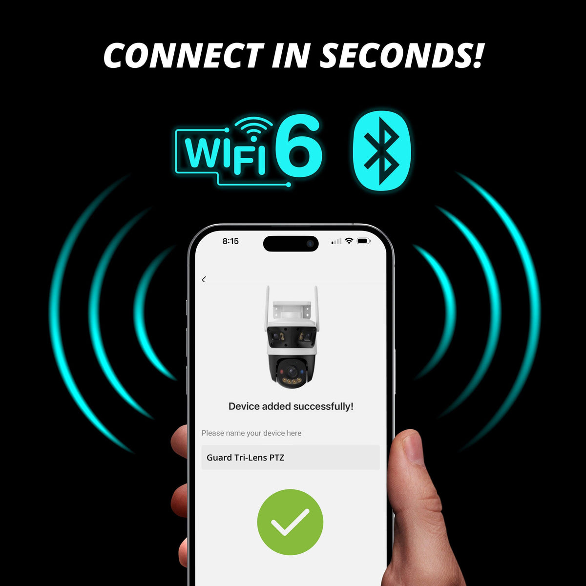 Defender - AI 3K+ Guard Tri-Lens PTZ WIFI Plug-in Security Camera, 360° Tracking, AI Detection, Works w/ Guard App - White