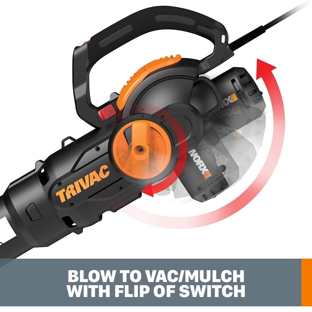 WORX - 12 Amp TRIVAC 75 MPH 600 CFM Electric Leaf Blower/Mulcher/Vacuum - Black