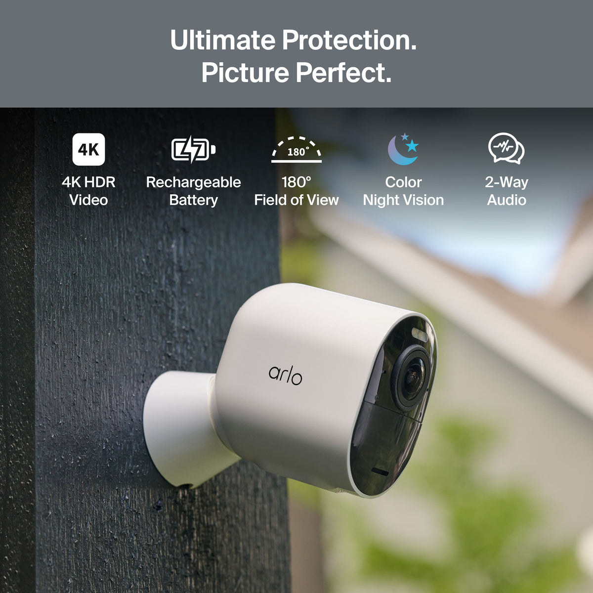 Arlo - Ultra Outdoor Security Camera 4K HDR (3rd Gen, 2025 Release) - Wireless, Rechargeable Battery, Charging Station, 3-Cam - White