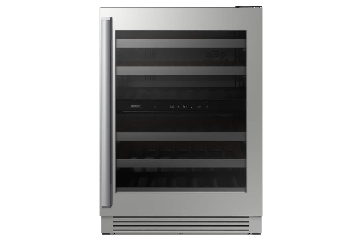 Dacor - 41-bottle 24-Inch Built-In Dual Zone Wine Cellar with Triple-Pane UV Glass and GlideRack System - Custom Panel Ready