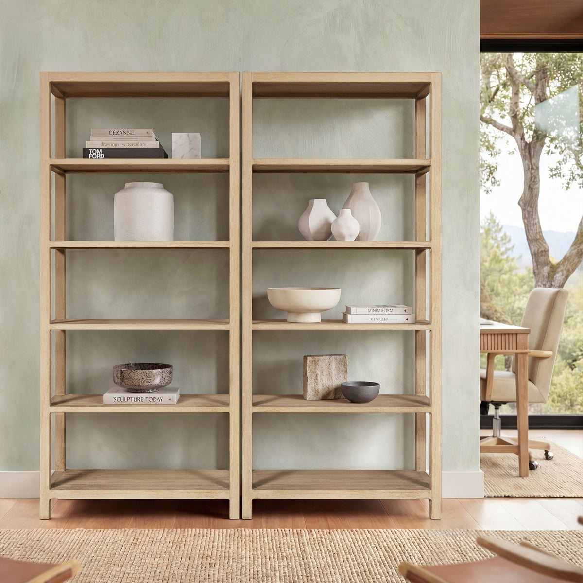 Ellis - Librería de 5 estantes con estructura abierta - Natural