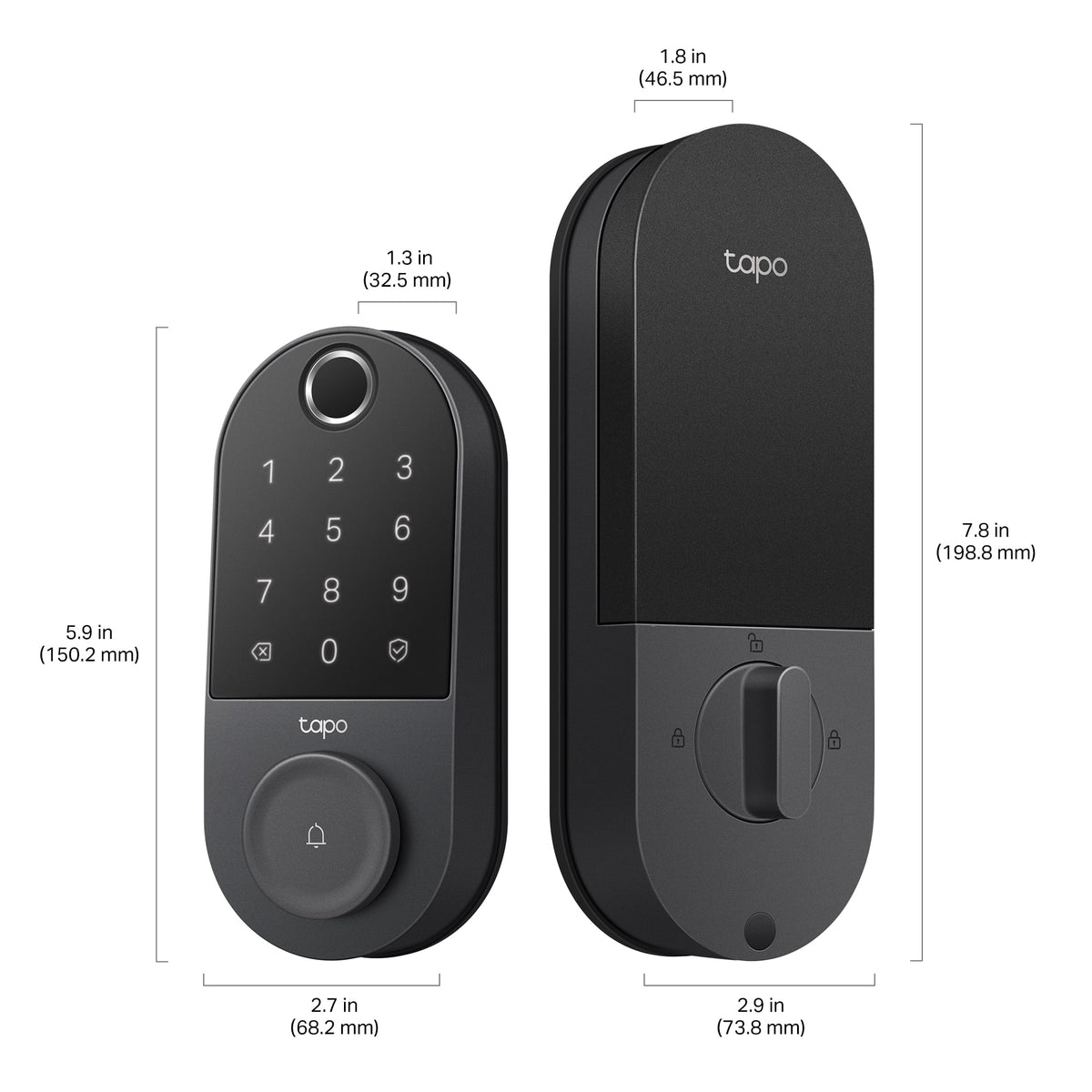 TP-Link - Tapo DL110 Smart Wi-Fi Deadbolt Lock - Lock/Unlock using Keypad, App, or Fingerprint Recognition - Replaces Most Locks - Black