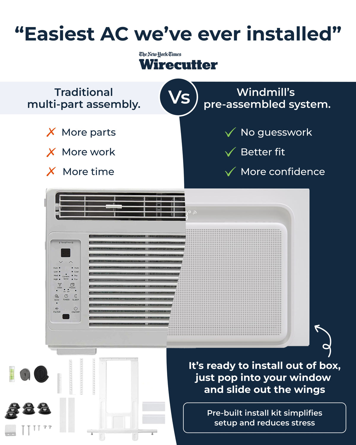 Windmill - WhisperTech 12,000 BTU Smart Window Air Conditioner with Inverter Technology - White