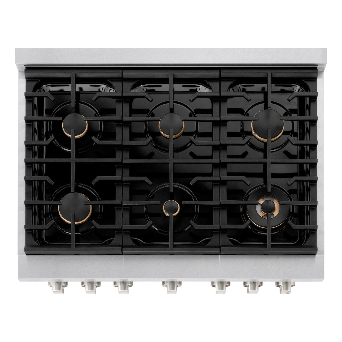 ZLINE - 36 in. Wide 6 Burner Paramount Satin Stainless Gas Range w/ Convection Oven  (SGRS-BR-36) - Stainless Steel