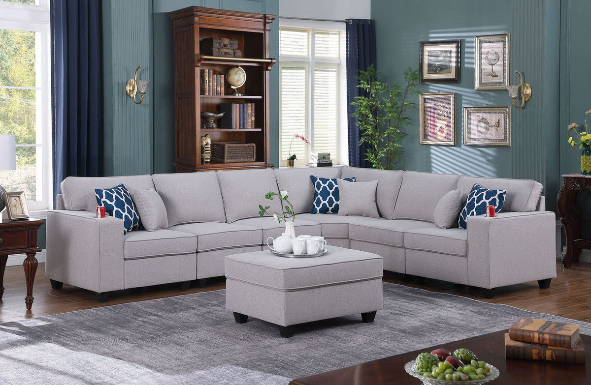 Cooper - Comfort Sectional Sofa With Ottomans And Cupholder