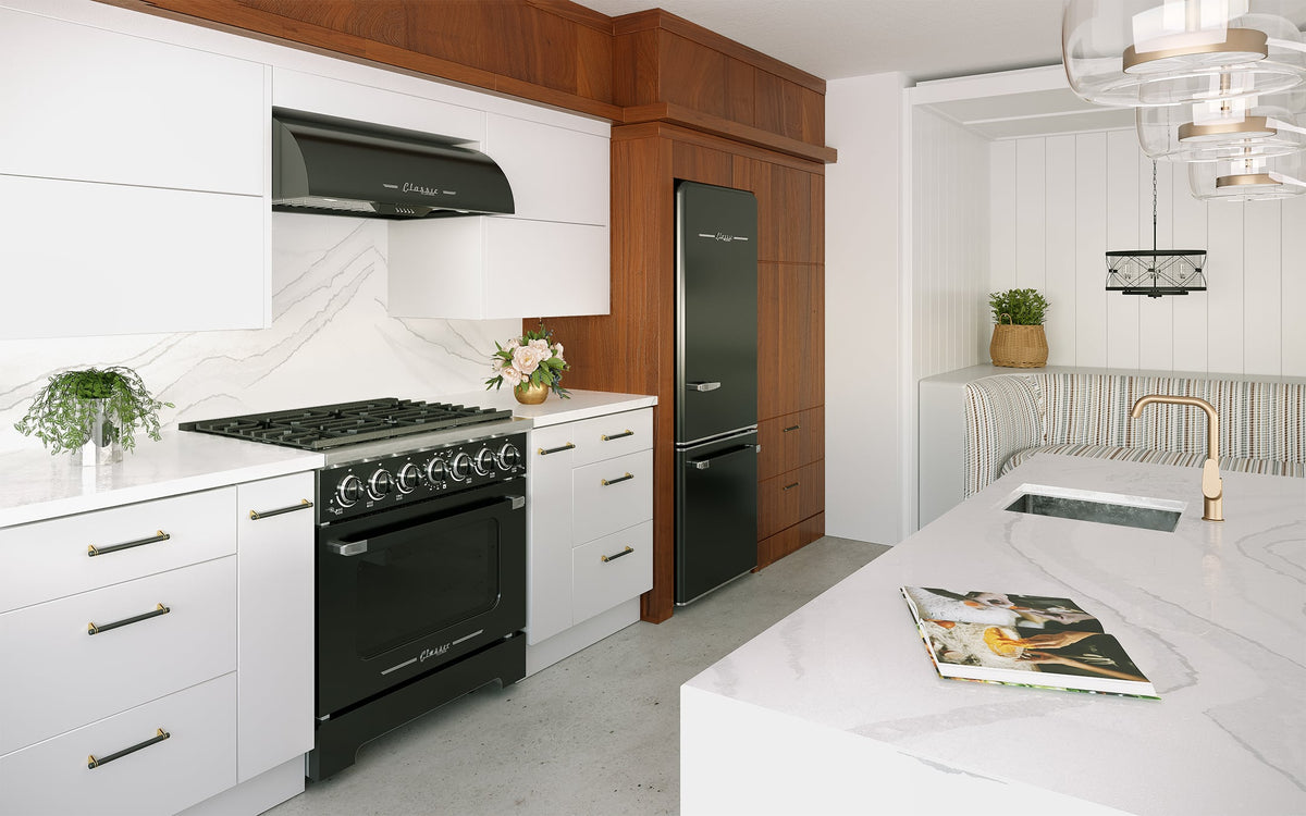 Unique Appliances - 36 in. Wide 6 Burner Classic Retro 5.2 Cu. Ft. Freestanding Gas Convection Range - Midnight Black