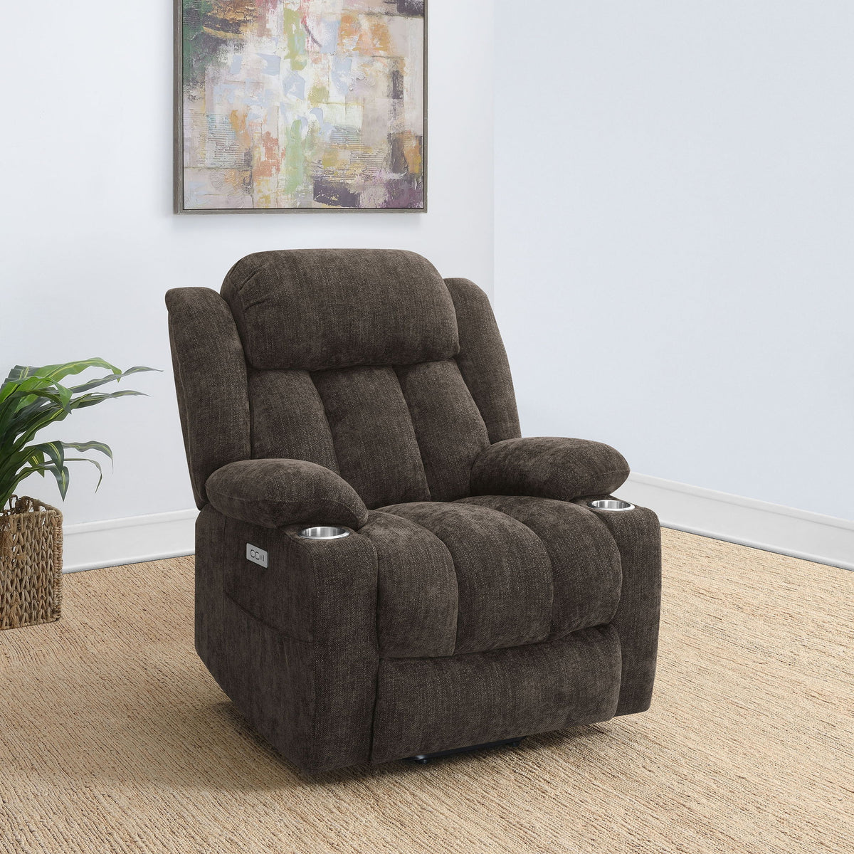 Beca - Sillón reclinable eléctrico tapizado con reposavasos y carga USB