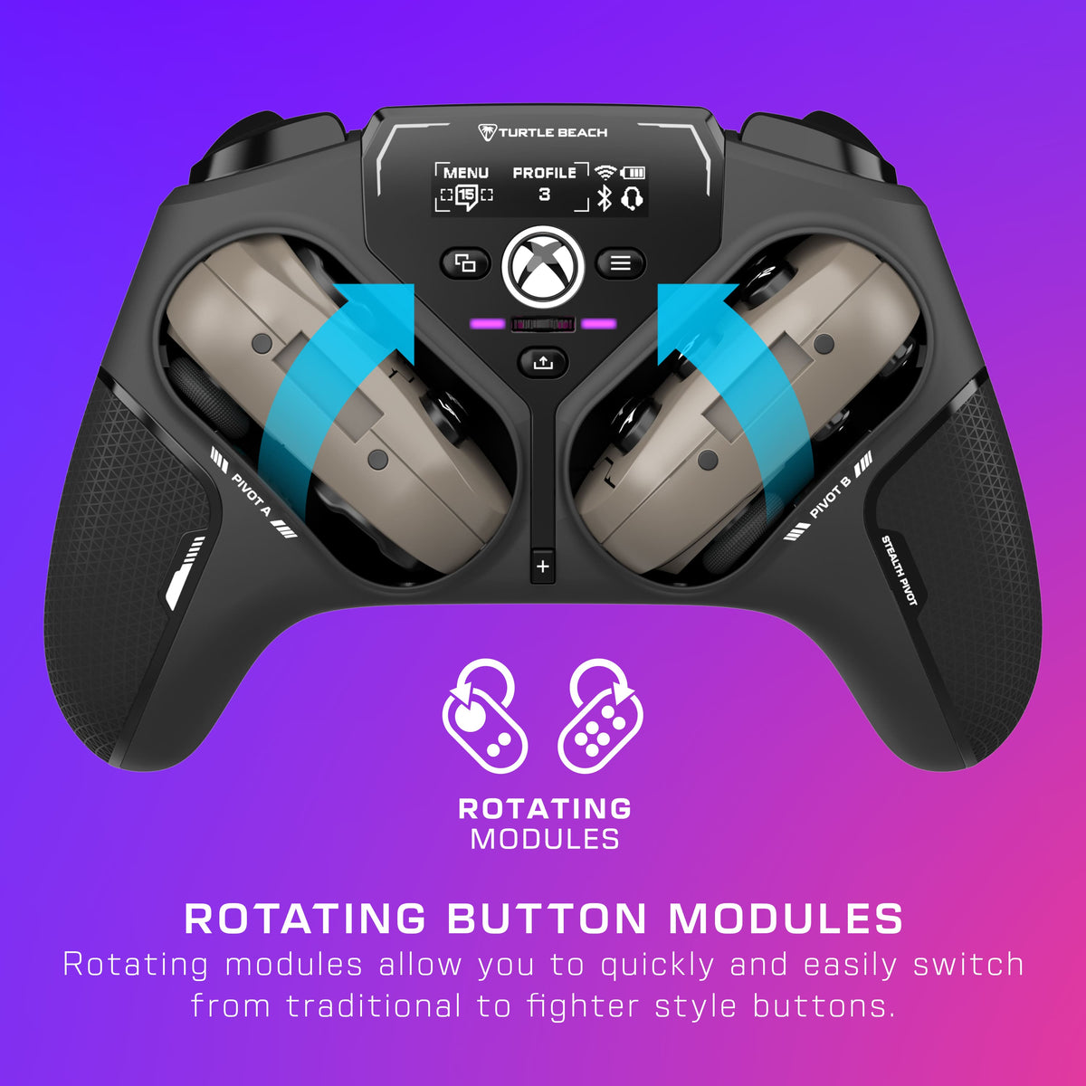 Turtle Beach - Stealth Pivot Wireless Smart PC Gaming Controller with Rotating Modules - Black