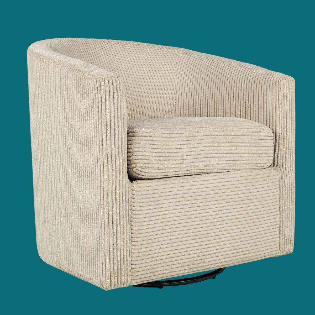 Sillón giratorio con respaldo en U, mueble de sala con cojín mullido