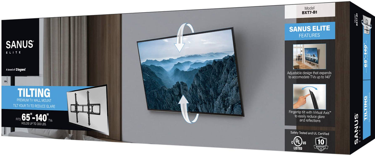 Sanus - Tilt TV Wall Mount for Most 65" - 140" TVs up to 300lbs - Designed for Extra Large TVs - Black