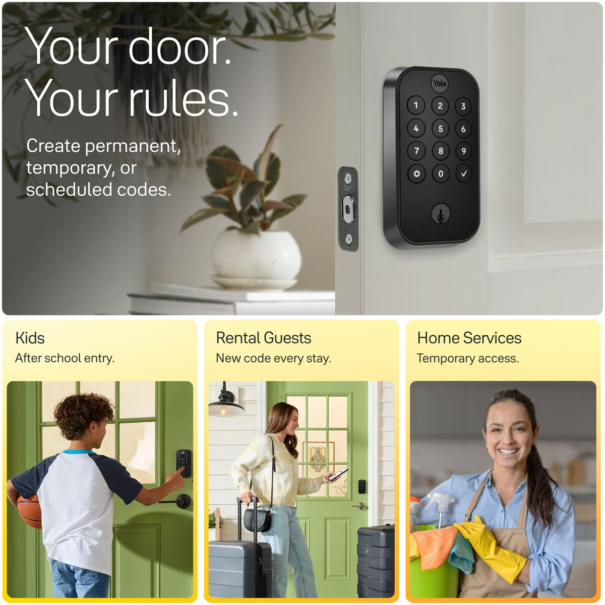 Yale - Assure Lock 2 - Smart Lock Wi-Fi Deadbolt with Push Button Keypad | Key Access - Black Suede