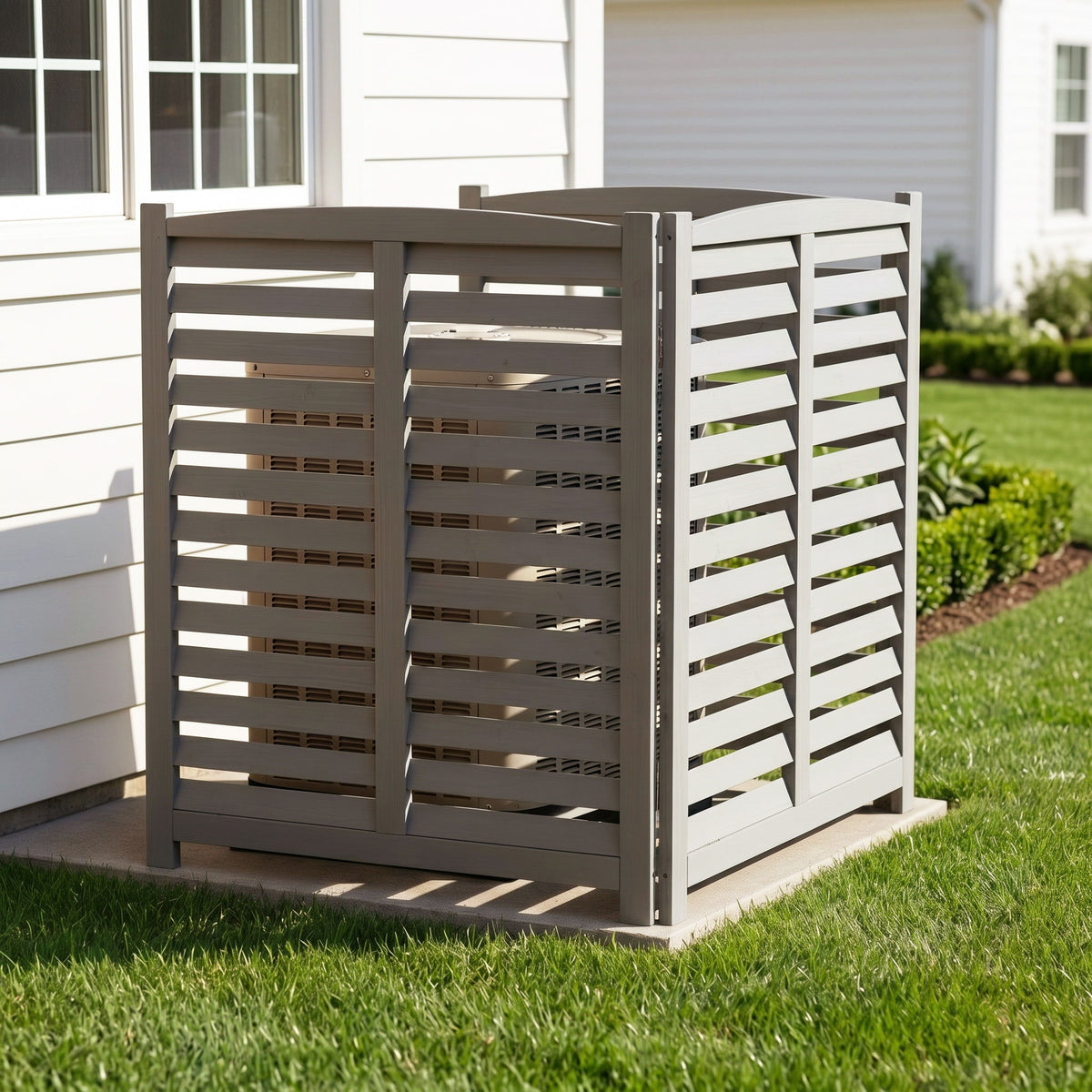 Valla de madera de 3 paneles para unidad de aire acondicionado exterior