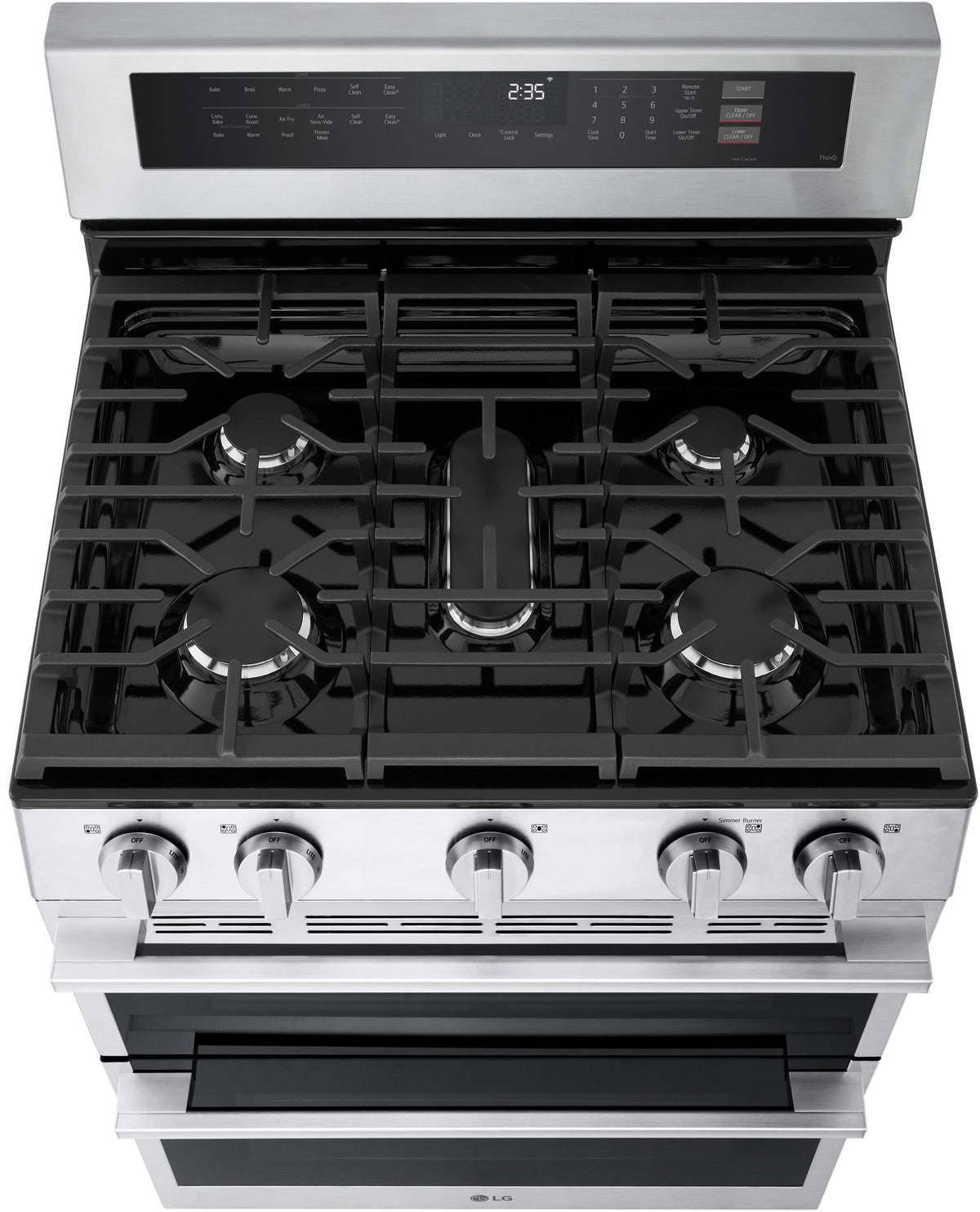 LG - 30-in Wide 6.9 Cu. Ft. Slide-In Double Oven Gas True Convection Smart Range with 5 Burners and UltraHeat 20K BTU Burner - Stainless Steel