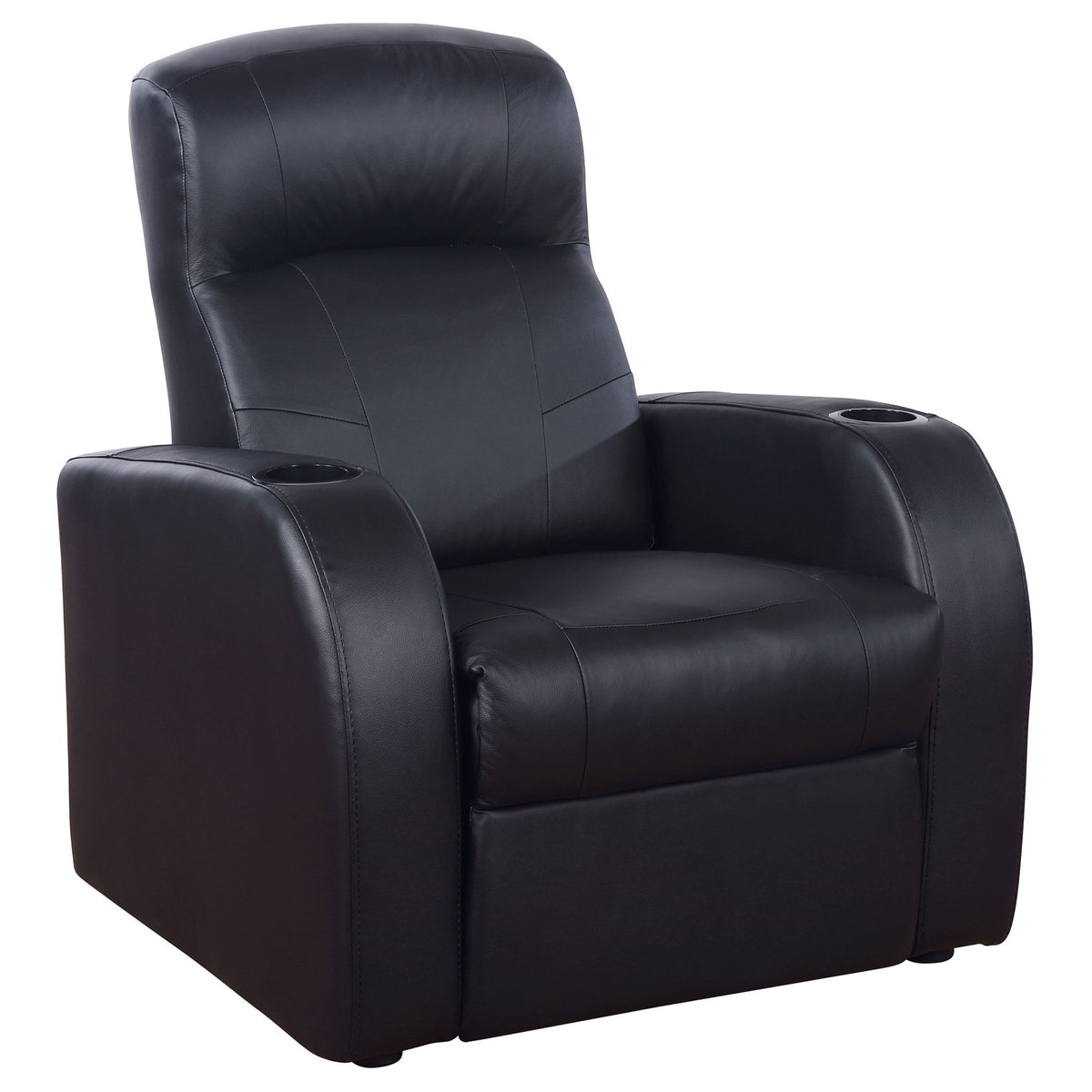 Upholstered Recliner With Cup Holder Comfort Lounge Chair - Black