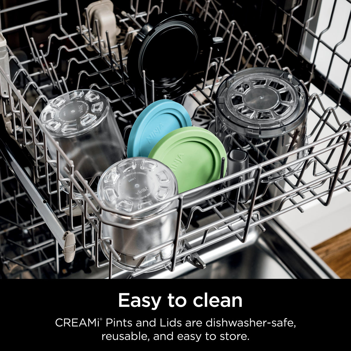 CREAMi Pints and Lids - 2 Pack, Compatible with NC300s Series Ninja Creami Ice Cream Makers - Clear/Lime/Aqua