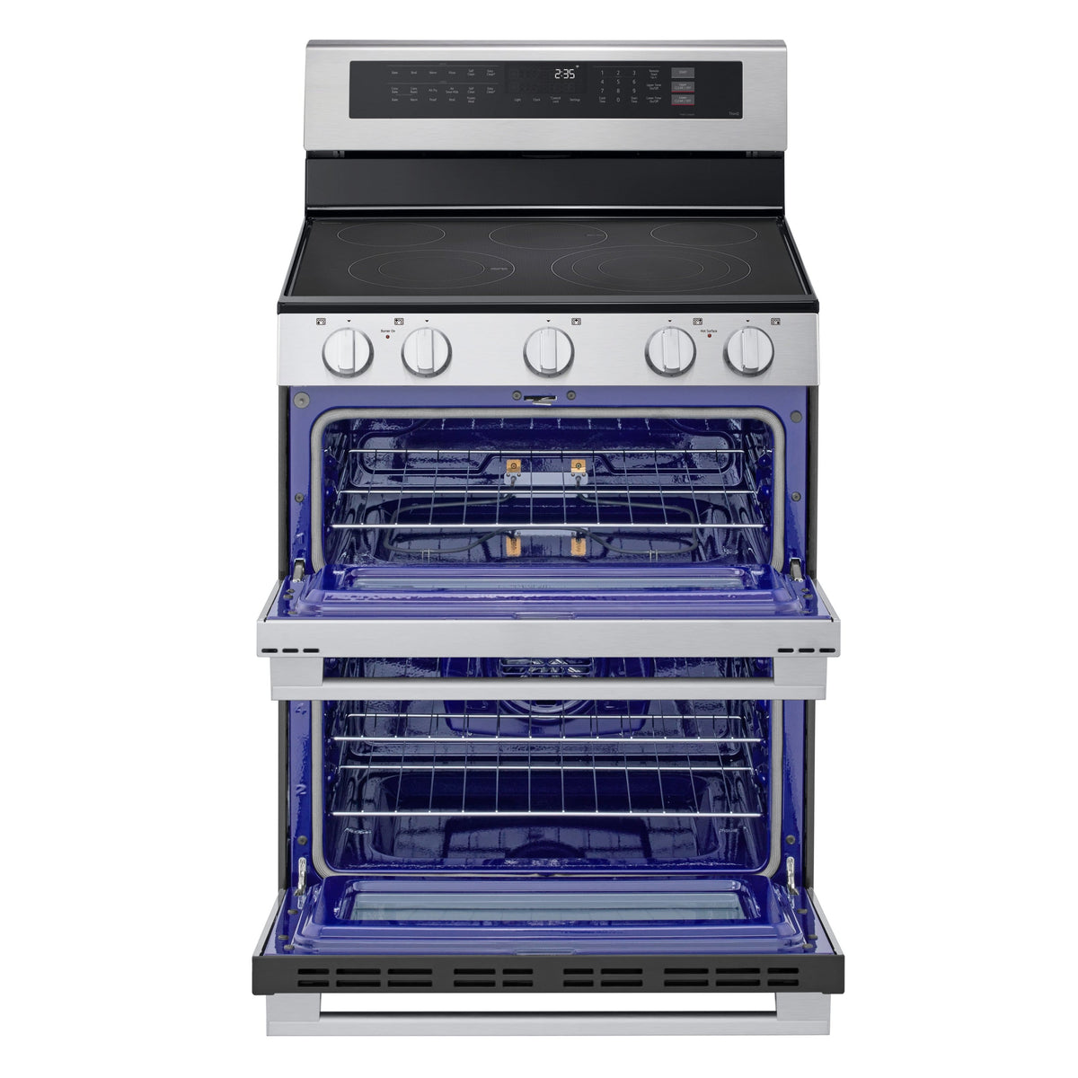 LG - 30-in 7.3 Cu. Ft. Freestanding Double Oven Elec True Convection Smart Range w/ 5 Elements, Air Fry and UltraHeat 3.2 kW - Stainless Steel