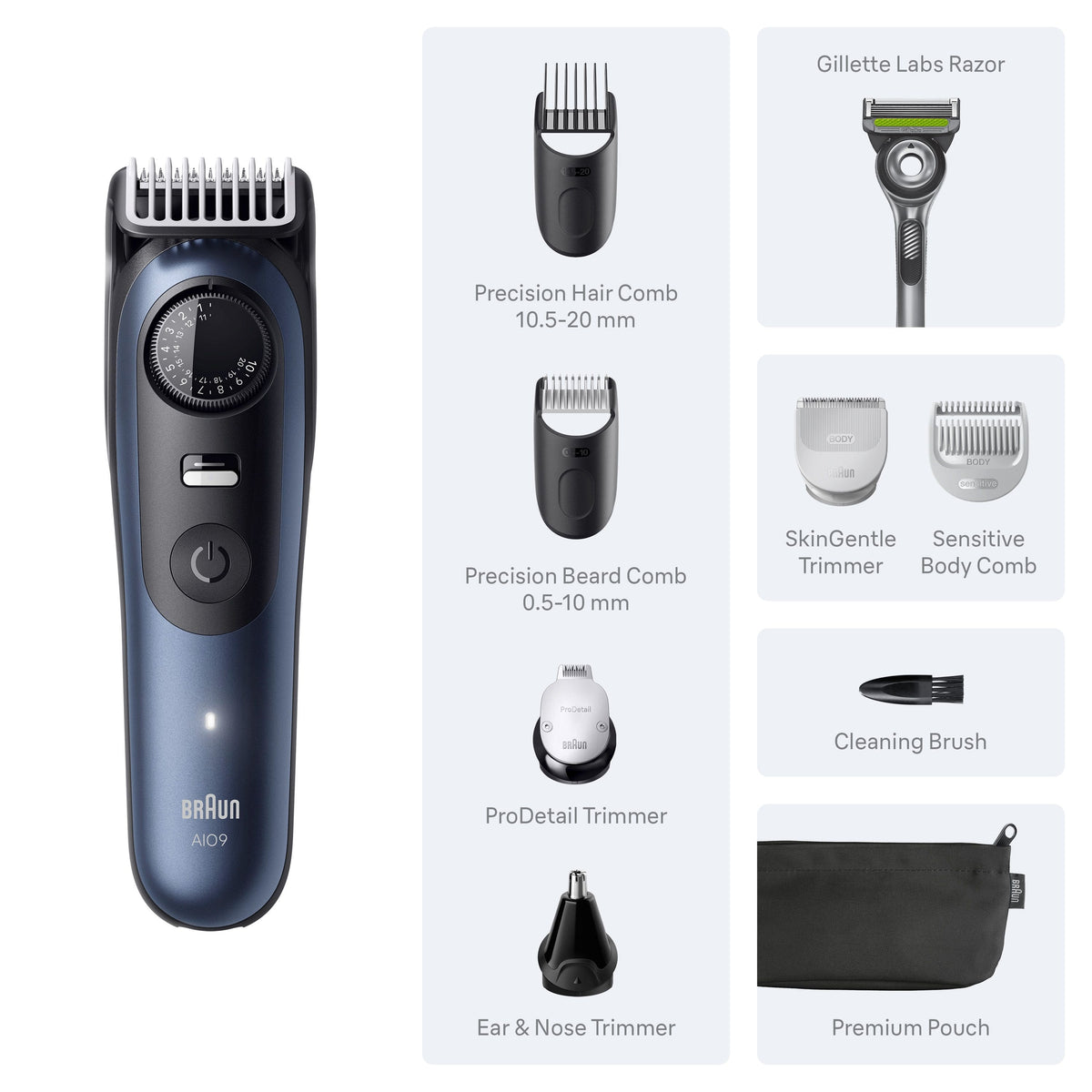 Braun - Series 9 All-in-one 9530 Electric Shaver Trimmer Kit - Deep Blue Metallic