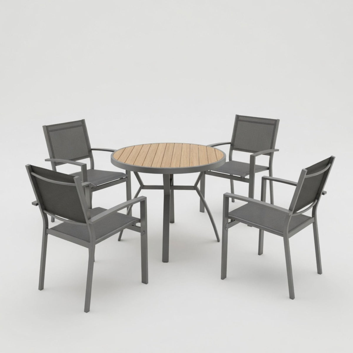 Set de comedor de 5 piezas para patio, mesa y sillas para uso en exteriores - Gris