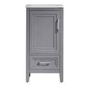 Fully Assembled 18'' Freestanding Single Bathroom Vanity With Ceramic Top - Gray