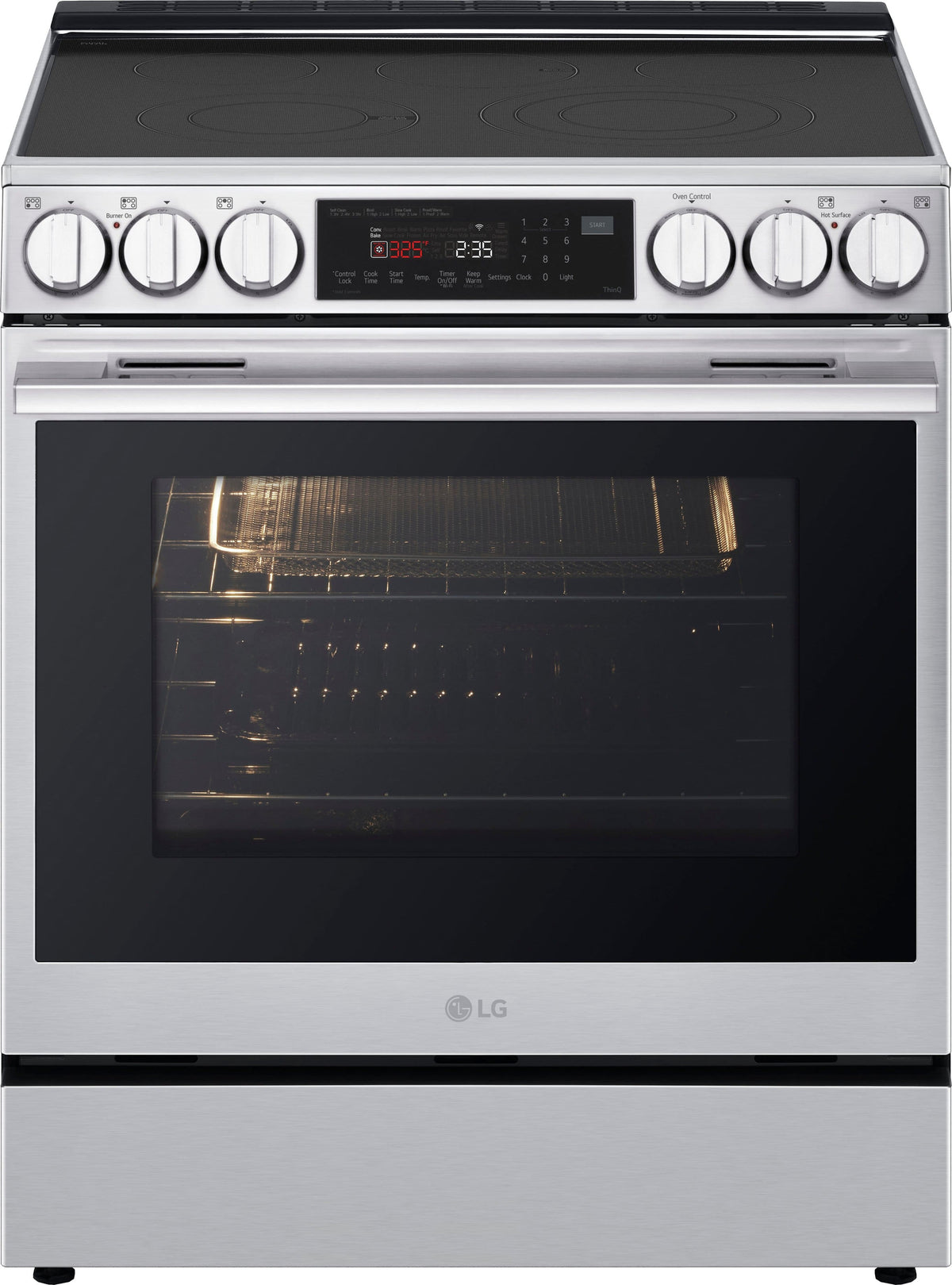 LG - 30-in Wide 6.3 Cu. Ft. Slide-In Electric True Convection Range with 5 Elements, InstaView and 2 UltraHeat Elements - Stainless Steel