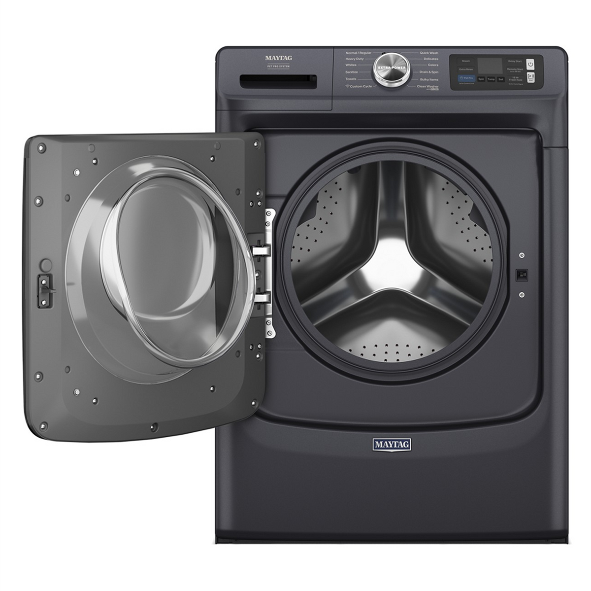 Maytag - 5.0 Cu. Ft. High-Efficiency Smart Front Load Washer with Steam and Pet Pro System - Midnight Steel