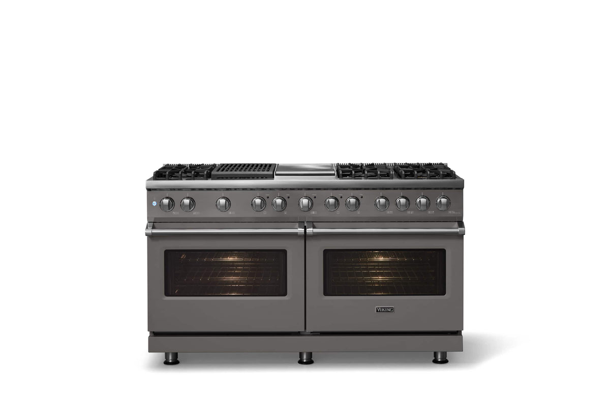 Viking - Pro 5 Series 9.4 Cu. Ft. Freestanding Sealed 8 Burner Dual Fuel Convection Range/Griddle/Grill - Damascus Gray - Damascus Gray