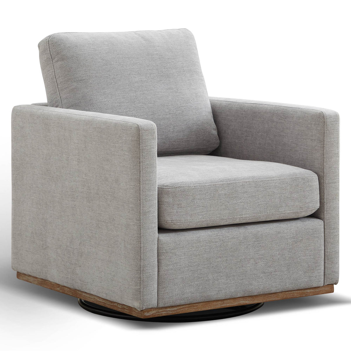 Sillón decorativo giratorio tapizado de forma cuadrada