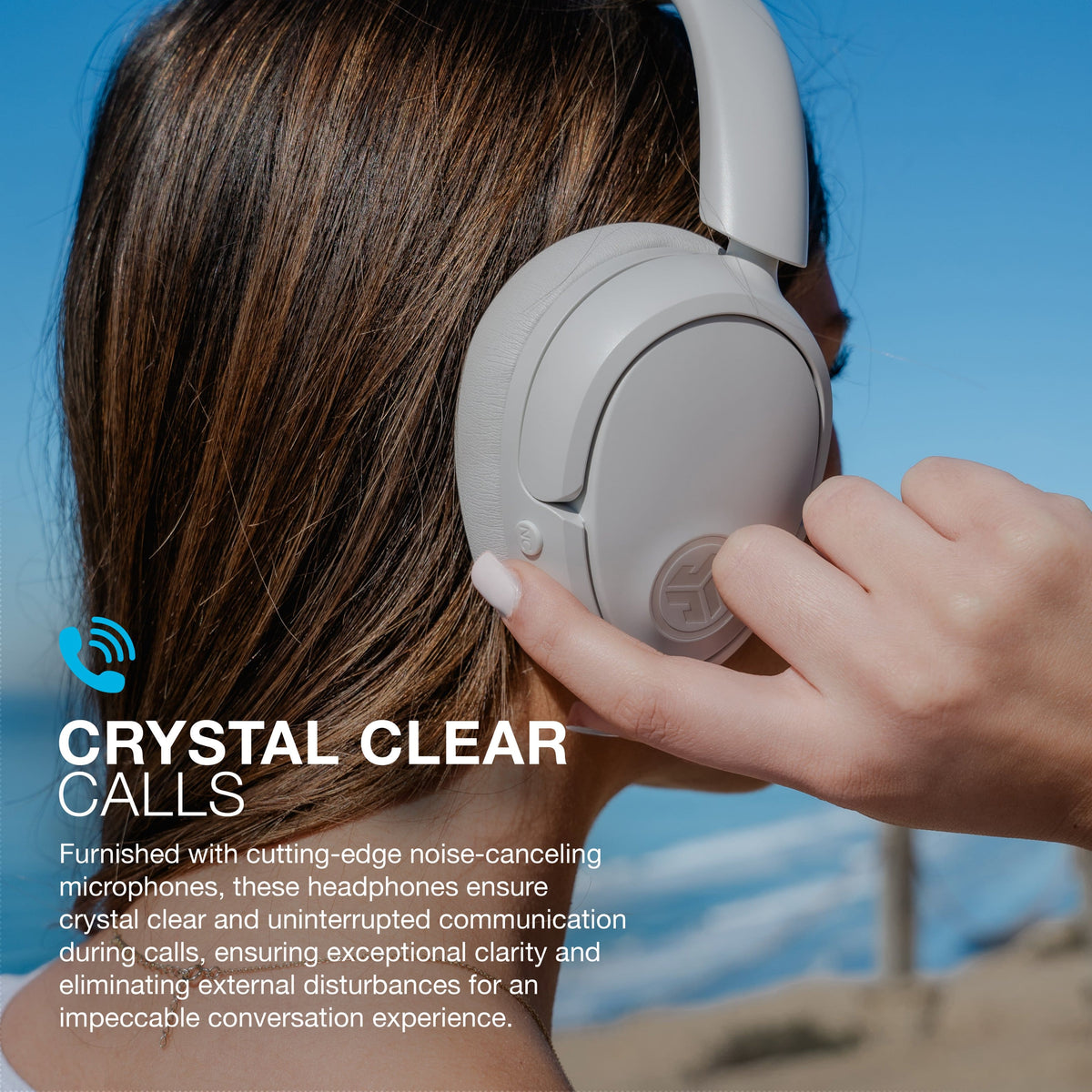JLab - JBuds Lux ANC Wireless Bluetooth Over-Ear Headphones with Active Noise Cancelling, Spatial Audio & 70+ Hour Battery - Cloud White