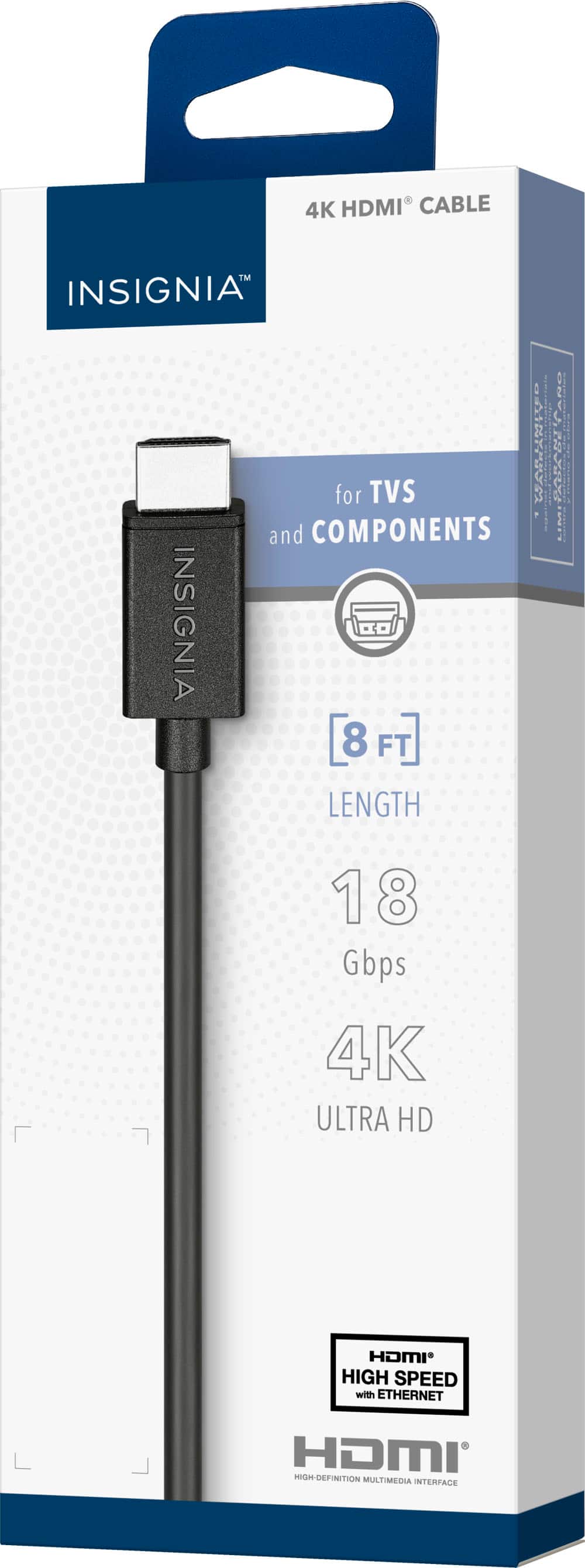 Insignia™ - 8' 4K Ultra HD HDMI Cable - Black
