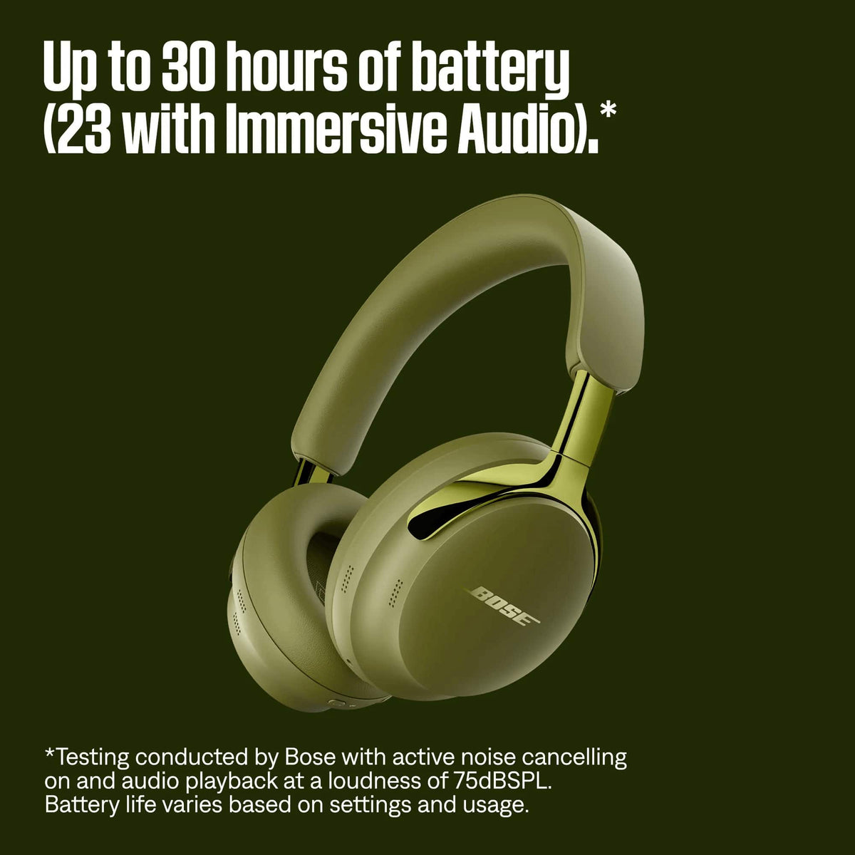 Bose - QuietComfort Ultra Headphones (2nd Gen) Wireless Noise Cancelling Over-Ear Headphones with Immersive Audio - Olive Green